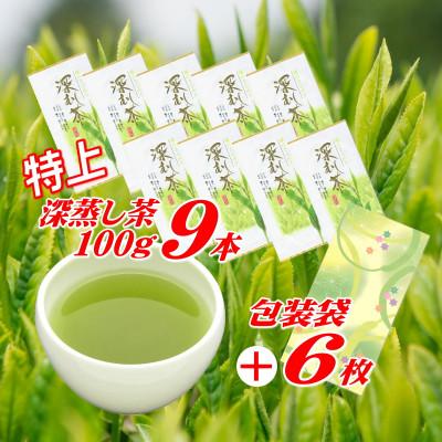 ふるさと納税 牧之原市 摘みたて!特上深蒸し茶100g×9本 包装袋セット 静岡県 牧之原産 新茶 深蒸し緑茶