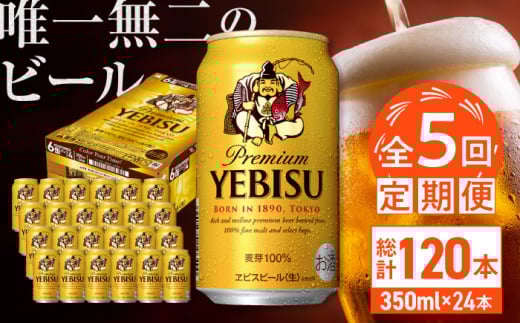 【全5回定期便】サッポロ ヱビスビール 350ml×24缶　合計120缶 日田市 / 株式会社綾部商店　ビール サッポロ お酒 酒 日田[ARDC001]