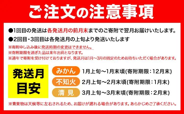 紀州 和歌山産 旬の ご家庭用 柑橘 セット M (みかん 不知火 清見)【全３回】 株式会社魚鶴