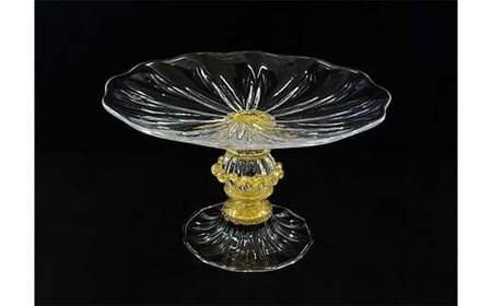 【ギフト用】＜ガラス作家 西川 慎＞コンポート「月光」 吹きガラス 硝子 ガラス コンポート センターピース 西川慎 贈り物 ギフト F6L-121