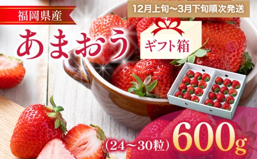福岡産 あまおう 約600g  (24～30粒) 1箱 いちご 苺 果物 フルーツ 九州産 福岡県産 冷蔵 ギフト箱 箱入り ギフト 贈り物 送料無料【12月上旬発送開始予定】