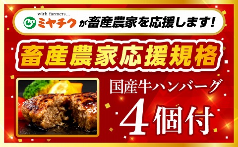 【期間・数量限定】畜産農家応援！宮崎牛 スライス3種セット(肩ロース・ウデ・モモ 各300g)・国産牛ハンバーグ100g×4個