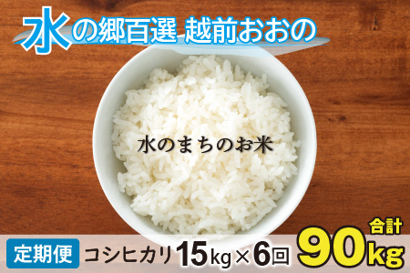 【令和6年産 新米】【6ヶ月定期便】こしひかり 15kg×6回 計90kg（白米）「エコファーマー米」水のまちのお米[J-003002]