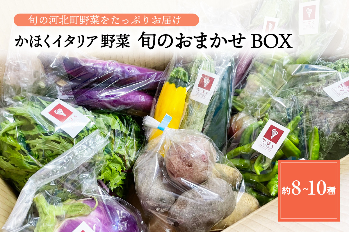 
かほくイタリア野菜 旬のおまかせBOX（約8～10種類）野菜の説明&おしゃれな料理が簡単に作れちゃうレシピ付き♪
