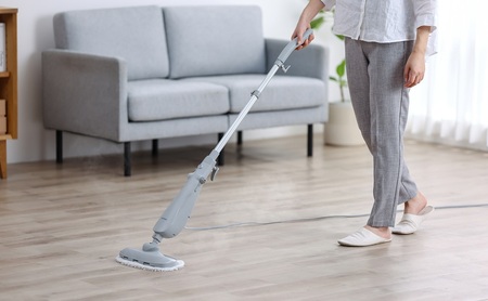 スチームモップ STM-240 グレー スチームクリーナー スチーム モップ 床掃除 コード式 アイリスオーヤマ 軽量 除菌 交換用パッド付 スチーム掃除機 電動モップ 掃除 新生活 リビング 寝室 