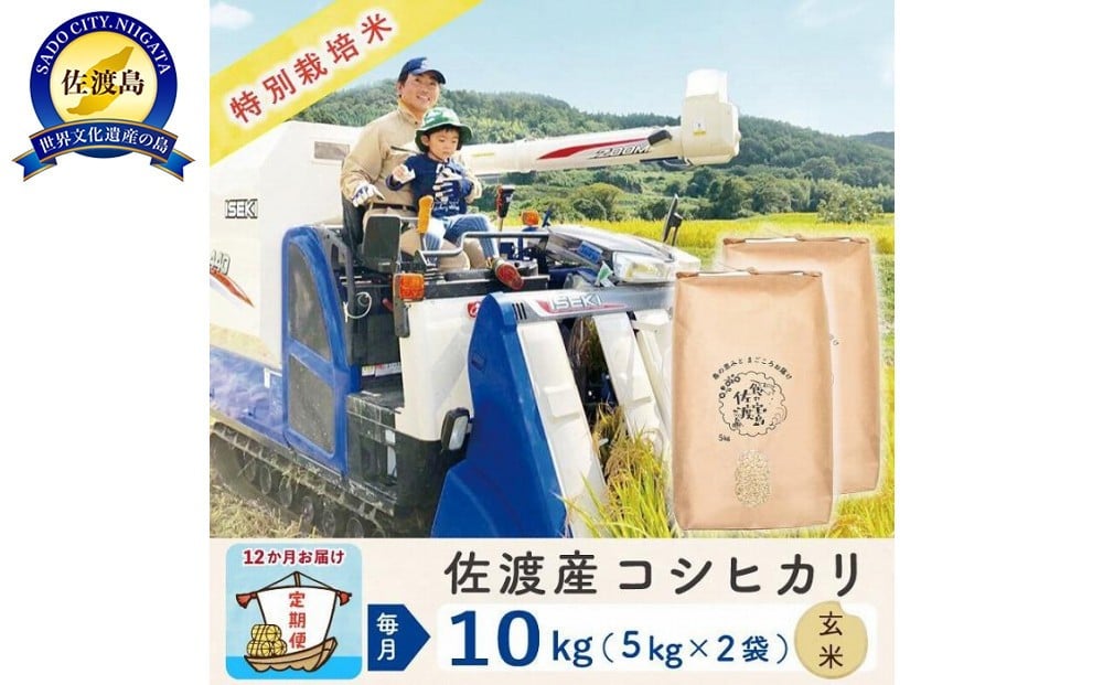 
            【新米予約 12か月定期便】佐渡島産コシヒカリ 玄米10Kg 令和7年 特別栽培米 農家直送
          