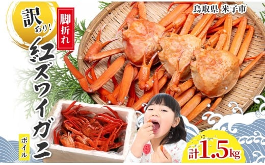 訳あり 数量限定 期間限定　脚折れ紅ズワイガニセット　合計1.5kg　 (9月発送～)