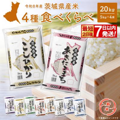 ふるさと納税 境町 新米 米 4種食べ比べ 20kg(5kg×4袋) 最短2日後発送