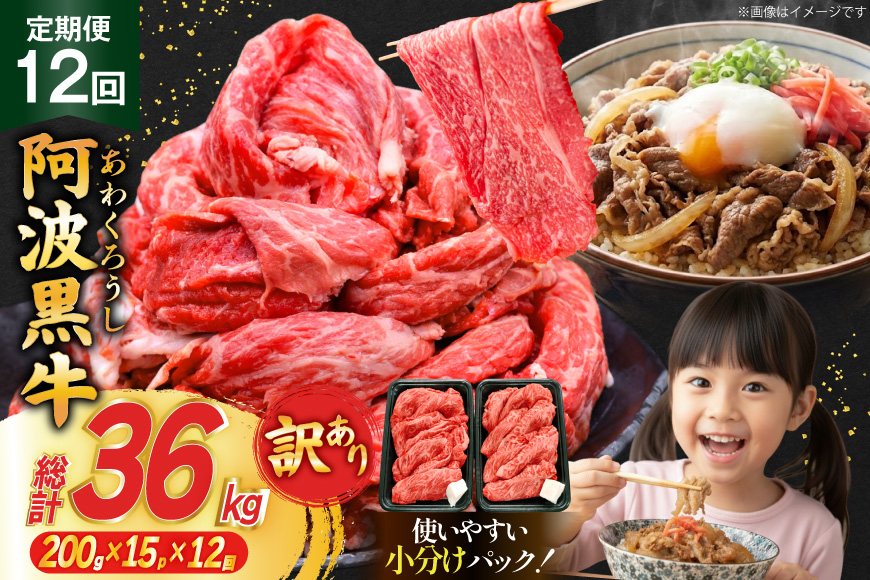 12回 定期 訳あり 牛肉 切り落とし 牛上中肉 3kg 計 36kg [株式会社北島藤原精肉店 徳島県 北島町 29al0043] 国産 スライス 小分け 霜降り 冷凍 すき焼き すきやき カレー用