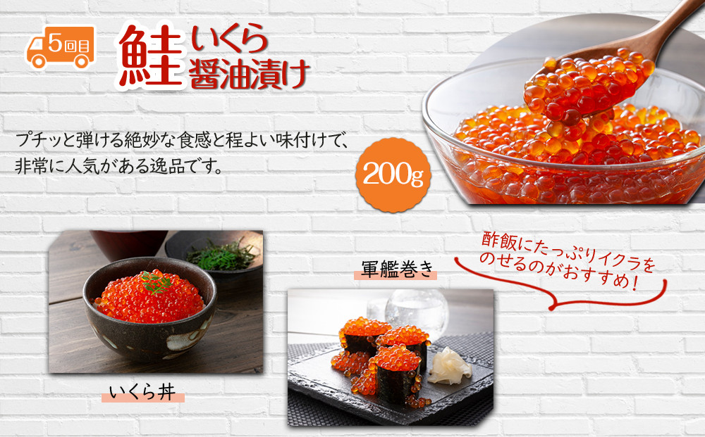 【26年5月発送開始】かに太郎 定期便Hセット（アスパラ、赤肉メロン、ライオンコーン、キタアカリ、無添加鮭イクラ醤油漬け）全5回 _03821