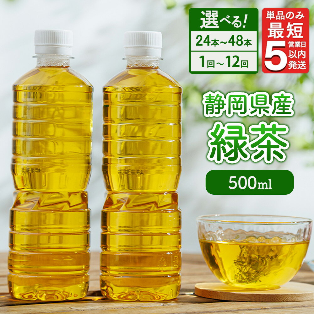 【ふるさと納税】【選べる数量・配送回数】《最短5営業日以内発送》静岡県産 緑茶 500ml×24本・48本 単品・2ヶ月～12ヶ月定期便 ｜ ラベルレス ペットボトル お茶 飲料 ※沖縄・離島への配送不可