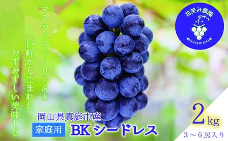 岡山 花笑み農園『BKシードレス』2kg 家庭用 (3房から6房) B-2家【hana29-1】
