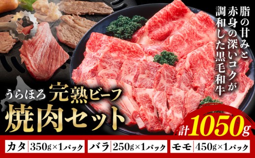 黒毛和牛 うらほろ完熟ビーフ 焼肉セット カタ 350g バラ 250g モモ 450g 計1050g 一般社団法人十勝うらほろ樂舎 《2026年2月出荷開始 30日以内に出荷予定(土日祝除く)》 北海道 浦幌町 黒毛和牛 国産牛 うらほろ完熟ビーフ 焼肉セット 十勝 浦幌和牛 熟成 カタ バラ カルビ モモ