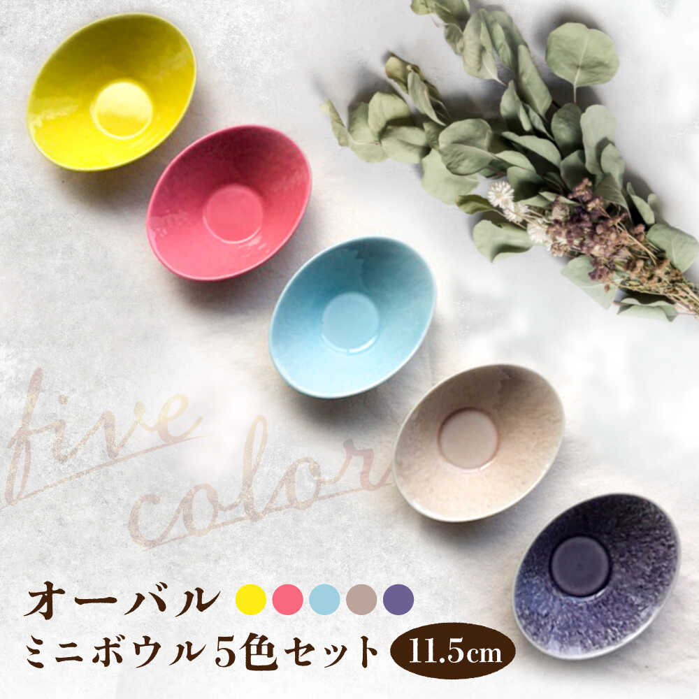 【ふるさと納税】【瀬戸焼】オーバルミニボウル5色セット【まるたか水野コーポレーション】 / 食器 皿 取り皿 陶器[BBBF002]
