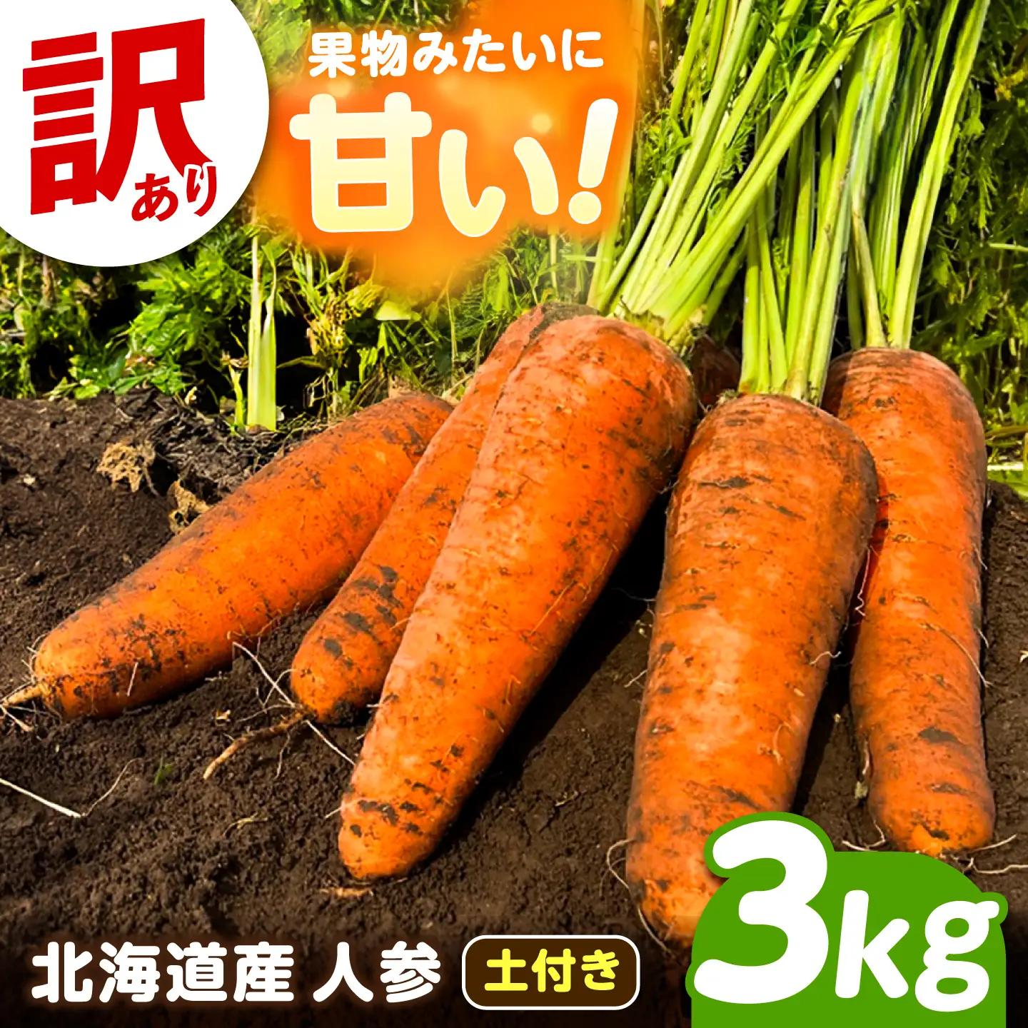 【先行予約】訳あり 北海道 にんじん 3kg 土付き[BEBA004]
