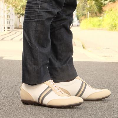ふるさと納税 大和郡山市 レザースニーカー 紐タイプ 5cmアップシークレットシューズ No.899 ホワイト 25cm |  | 02
