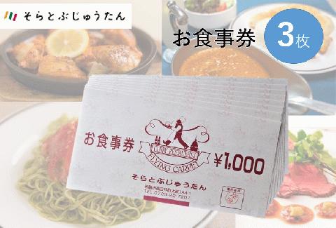 10-46 多国籍料理レストラン「そらとぶじゅうたん」で使えるお食事券（3枚）