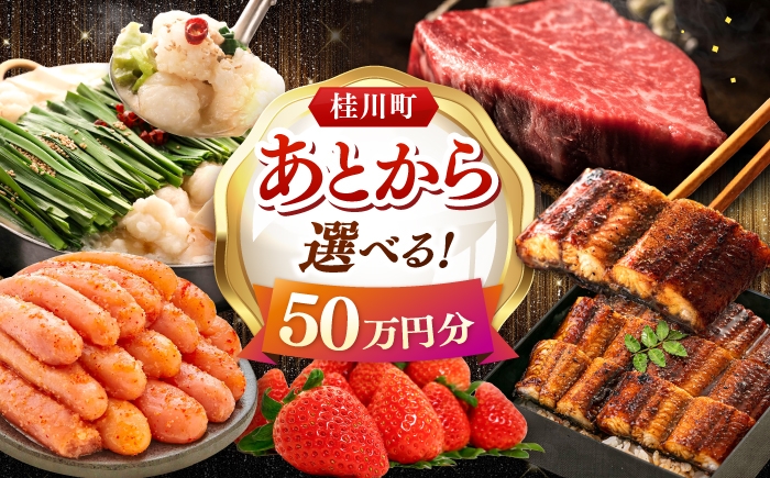 
                  【あとから選べる】桂川町ふるさとギフト 50万円分 ▼ あとから選べる 肉 牛肉 黒毛和牛 定期便 もつ鍋 鍋 明太子 あとから 選べる 福岡県 人気 おすすめ ランキング 高評価 ご褒美 あとからセレクト [ADBV010]
                