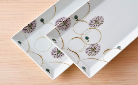 【波佐見焼】丸紋 フラワー 長角皿 5枚セット 食器 皿 【陶豊】 [OE22] 波佐見焼