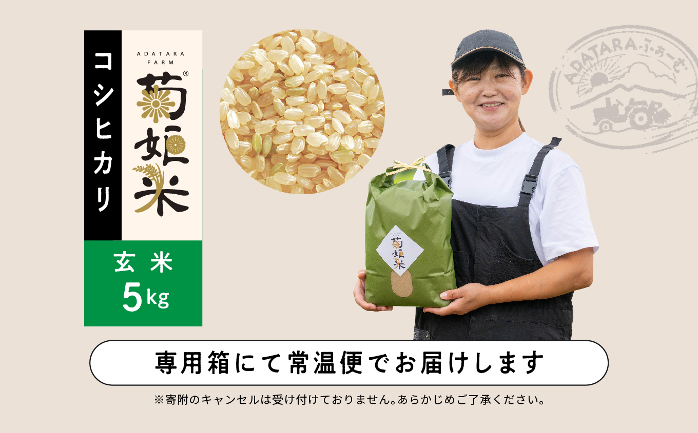 完熟菊姫米　特別栽培米コシヒカリ　玄米5kg【ADATARAふぁーむ】