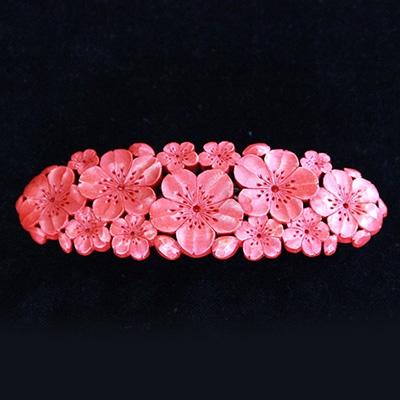 ふるさと納税 日出町 つげ細工 バレッタ(桜/拭き漆仕上げ) 約11cm×3.5cm