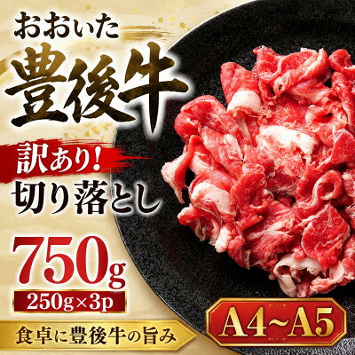 【ふるさと納税】【A4～A5】訳あり!おおいた豊後牛切り落とし 750g(250g×3p)【配送不可地域：離島】【1764434】