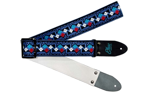 【ギターストラップ】 Elara Straps Maze Dice Regatta Blue 郡上市 レザー 真鍮バックル ウルトラスエード プロ仕様 エレキ アコギ ベース Ksound 小林楽器店