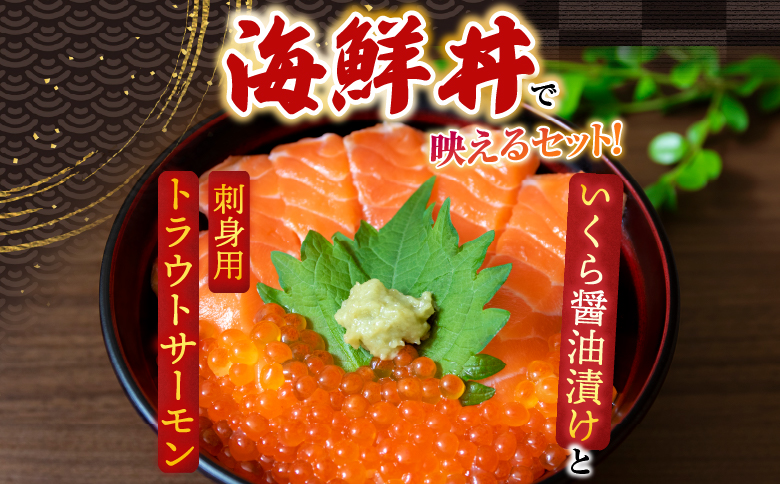 いくら醤油漬け70g×1P・刺身用トラウトサーモン(背)300～400g×1本 A-11209