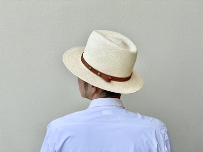木型 で作った 中折れ パナマハット | 関口善大靴工房 サイズ調整テープ付き オリジナル木型 ナチュラルカラー 中折れ 中折れ帽子 中折れ帽 ハット 帽子 最高級素材 エクアドル産 パナマ 本牛革 