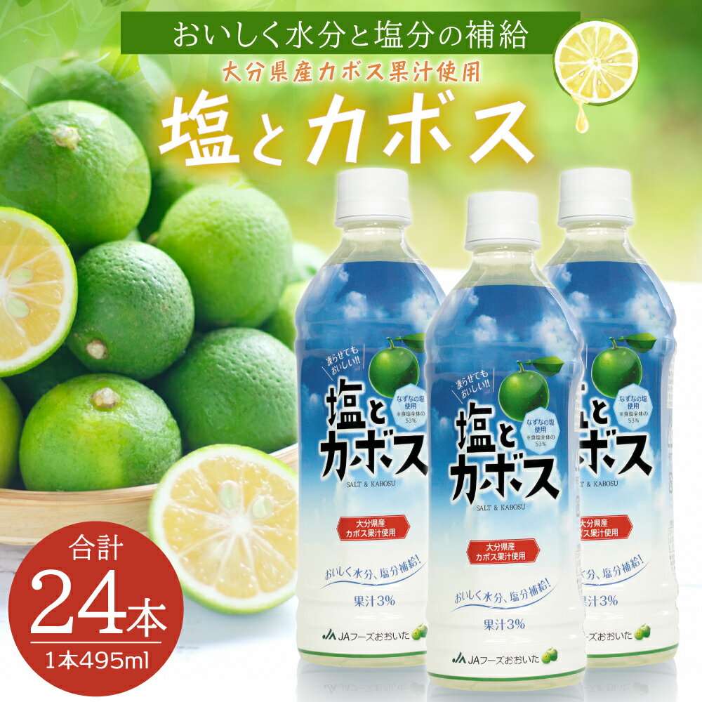 【ふるさと納税】 塩 と カボス 495 ml × 24 本 大分県産 九州産 国産 送料無料 カボス かぼす 柑橘 果物 果汁 水分補給 熱中症対策 ジュース 大分県 姫島村H6