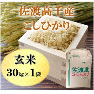 【ふるさと納税】玄米 コシヒカリ 新潟 30kg 1袋 令和7年産 佐渡産 佐渡高千産 こしひかり げんまい 棚田 減農薬 減化学肥料 新潟県産 30キロ 米 こめ コメ ブランド米 おすすめ お取り寄せ ごはん おにぎり お弁当 新潟県 佐渡市