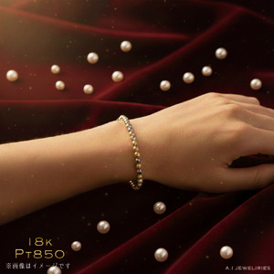 【受注生産】18金 プラチナ850 コンビ シャンデリア ブレスレット 18cm 3mm玉 / K18 Pt850 Chandelier bracelet 18cm 3mm玉 品番:k/p-3mcd1