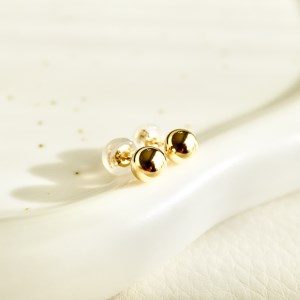 【ジュエリー】K18 イエローゴールド 地金 シンプル ボール ピアス (5mm) 保証書付 KO-0006