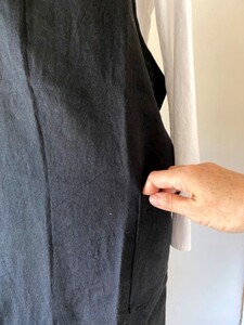 おとな丈エプロン Fu-ra 【カラー：ブラック】エプロン 手作り ハンドメイド 30-085