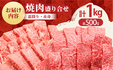 佐賀牛 焼肉 盛り合わせ 1.0kg霜降り・赤身 各500g HBH062 焼肉 赤身 佐賀牛 霜降り 肉セット