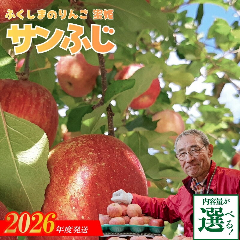 【ふるさと納税】ししどりんご園 ふくしまのりんご蜜姫「サンふじ」【2026年度発送】化粧箱入り 選べる 内容量 約2.5kg化粧箱入り(6～7個入り) 約3kg(8～11個入り) 約4kg(11～14個)
