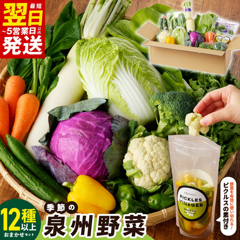 【ふるさと納税】＼最短翌日～5営業日以内発送／ 季節の泉州野菜 12種以上 おまかせセット ピクルスの素 2袋付き いずみピクルス NSW