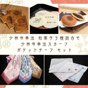 少林寺拳法 和菓子3種詰合せ＆少林寺拳法スカーフ＆ポケットチーフ セット【B-68】