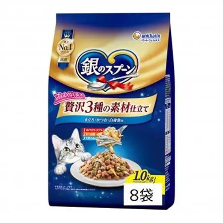 銀のスプーン 贅沢素材バラエティ まぐろ・かつお・白身魚味 1.0kg×8袋【1732813】