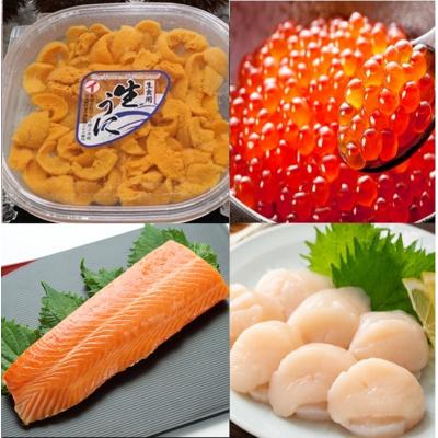 ふるさと納税 根室市 ウニ塩水パック1P、いくら(鱒卵)1P、ホタテ、サーモン[11月下旬以降発送] E-71045