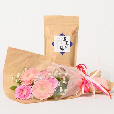 ふるさと納税 磐田市 7月発送!同級生コンビでお届けするガーベラピンクブーケとおいしいお米のセット・お花長持ち栄養剤付き! |  | 01