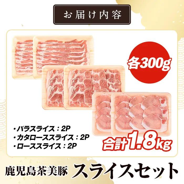 C-3201 鹿児島茶美豚スライスセット(合計1.8kg) お肉 肉 豚 豚肉 チャーミートン ブランド豚 豚ロース しゃぶしゃぶ 肉巻き しょうが焼き 豚丼 おかず 小分け 冷凍【鹿児島いずみ農業協