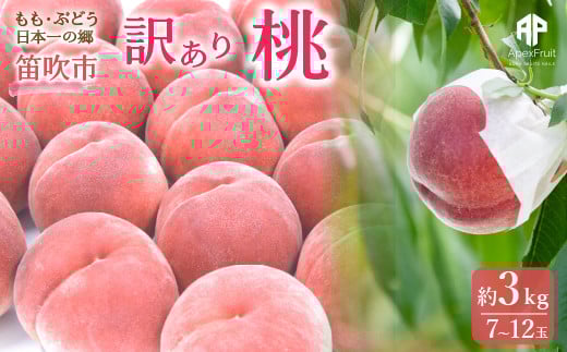 
            笛吹市産　訳あり桃 約3kg（7～12玉） 205-003-oya
          