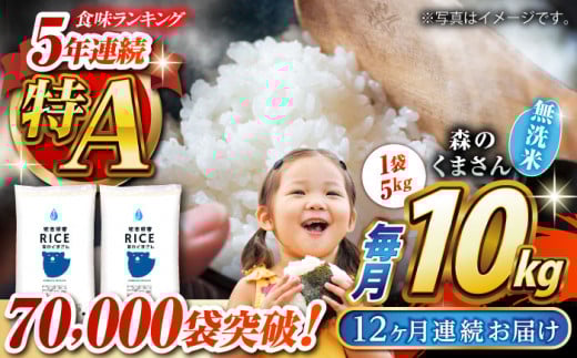 【全12回定期便】 森のくまさん 無洗米 10kg（5kg×2袋）【株式会社  農産ベストパートナー】定期便 10kg 無洗米 精米 森のくまさん 特産品 コメ 米 お米 熊本県 熊本県産  [ZBP082]