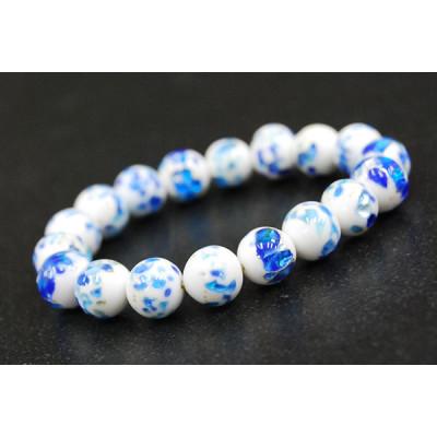 ふるさと納税 忠岡町 沖縄伝統工芸!琉球とんぼ石 10mm 数珠ブレスレット 青白