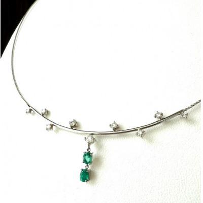 ふるさと納税 山梨県 Pt850 エメラルド ダイヤモンド ネックレス(揺れタイプ)