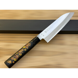  彩季彩堂　極上安来青鋼1号　三徳万能包丁　紅葉＜和風レトロモダン＞　木製ハンドル