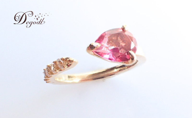 Degodd デゴッド ピンクトパーズオープンリング  11号 13号 リング 指輪 天然石リング 色石リング 色石アクセサリー トパーズリング ジュエリー ピンク 天然石アクセサリー アクセサリー 
