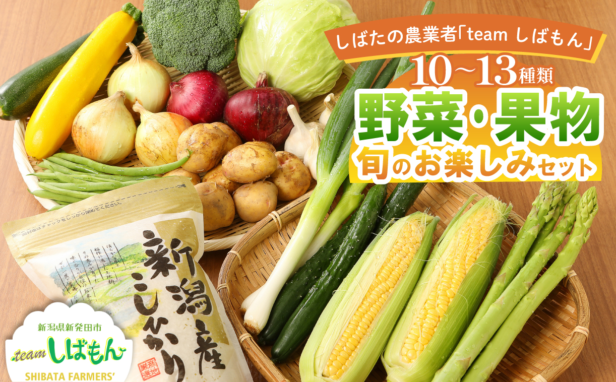先行予約 野菜 果物 旬 お楽しみセット 10~13種類  詰め合わせ ほうれん草 水菜 アスパラガス トマト オクラ ぶどう もも さといも オータムポエム りんご にんじん 大根 リーフレタス 米 コシヒカリ みそ にんにく辛みそ ジャム 新潟 新発田 野菜 セット 通年 季節 旬 お楽しみ C16_01