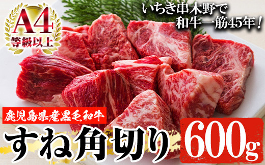 鹿児島県産 黒毛和牛スネ肉 角切り 600g  A4等級以上！冷凍 国産 鹿児島県産 黒毛和牛 スネ カレー や シチュー にもオススメ【00-030-07】